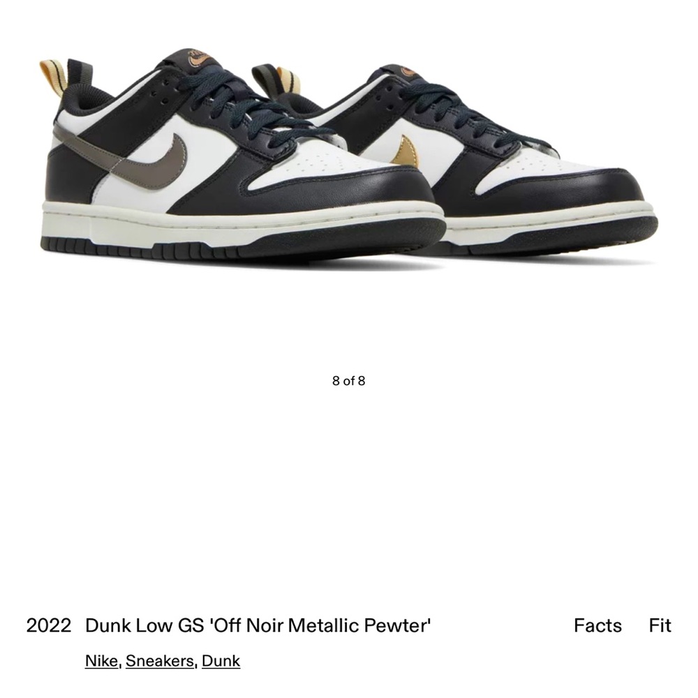 Excellent Condition: 4.5Y Nike Dunk Low SE (GS) Off Noir Metallic Pewter w/ Box
